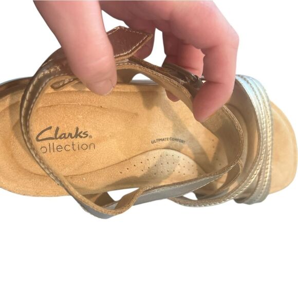 Clarks Collection Brynn Step Rose Gold Leather Sandals Women’s 11W - Picture 8 of 8